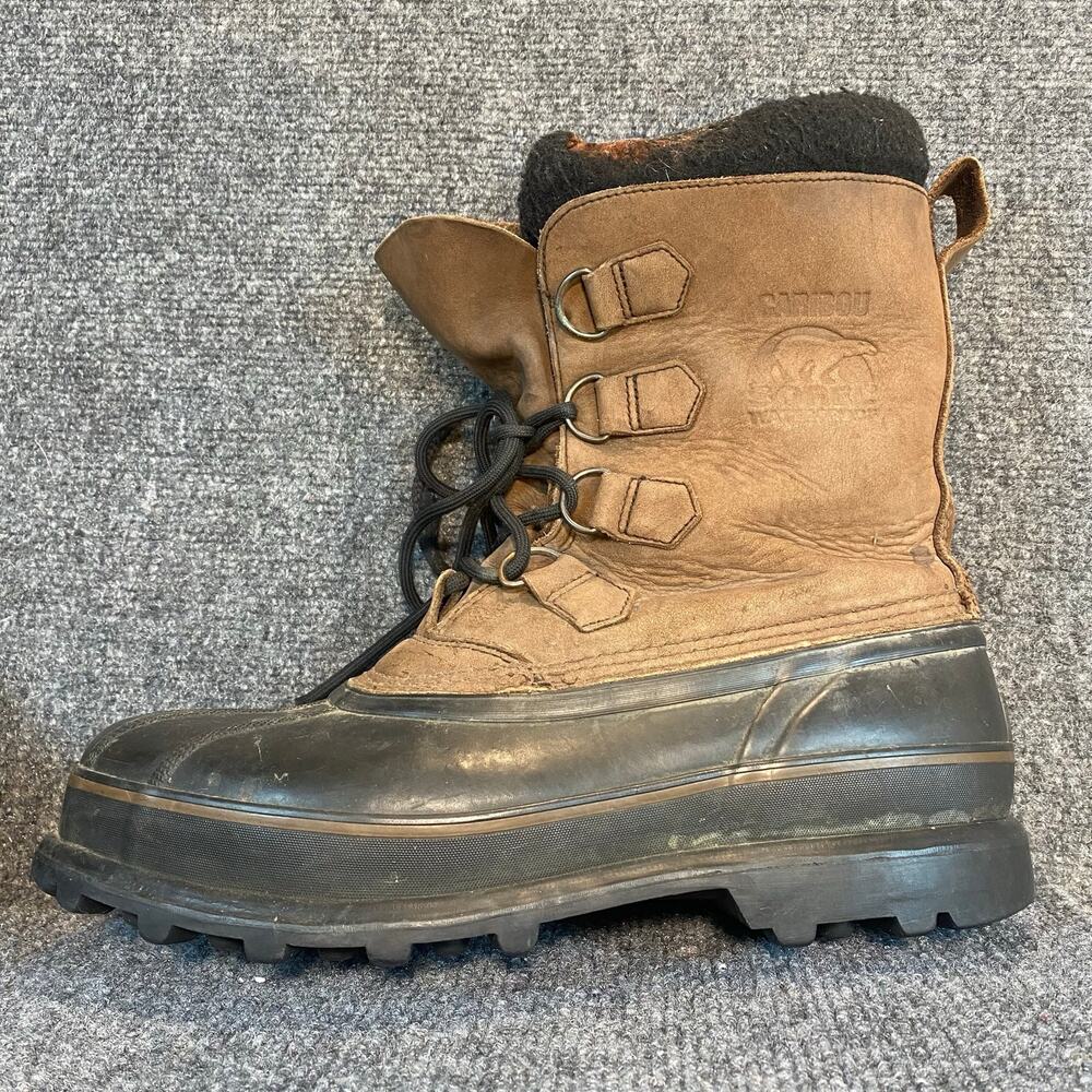 SOREL Caribou Brown Nubuck Leather Mens 9 Snow Winter Waterproof Insulated Boots